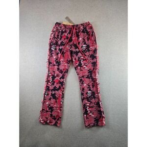 Taker Tapestry Flare Pants Mens‎ XL Red Camo Fringe Fray Stretch Drawstrings NEW